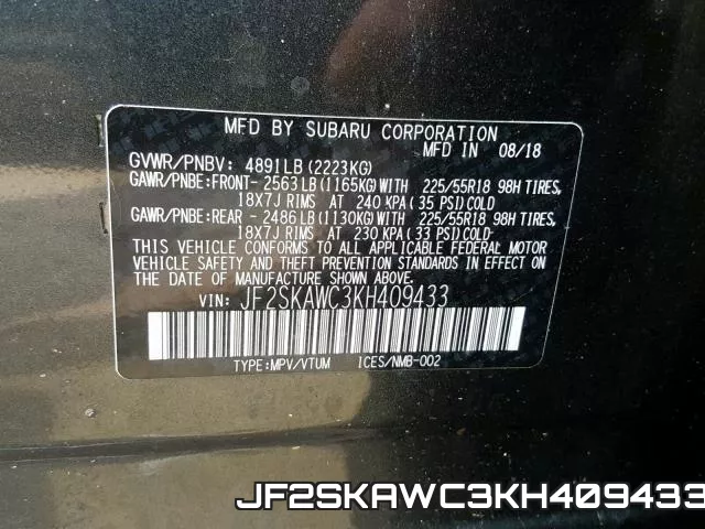JF2SKAWC3KH409433 фото 2