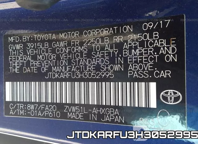 JTDKARFU3H3052995 фото 10