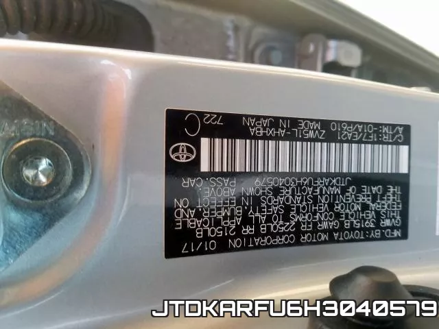 JTDKARFU6H3040579 фото 2