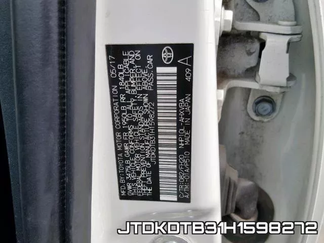 JTDKDTB31H1598272 фото 2