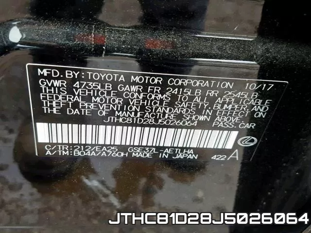 JTHC81D28J5026064 фото 2