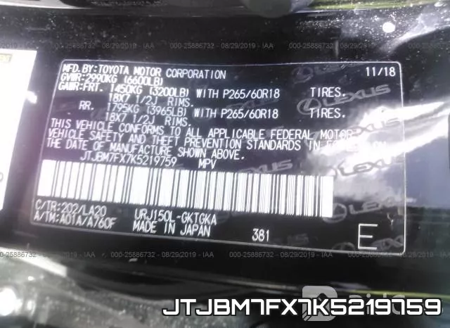 JTJBM7FX7K5219759 фото 10