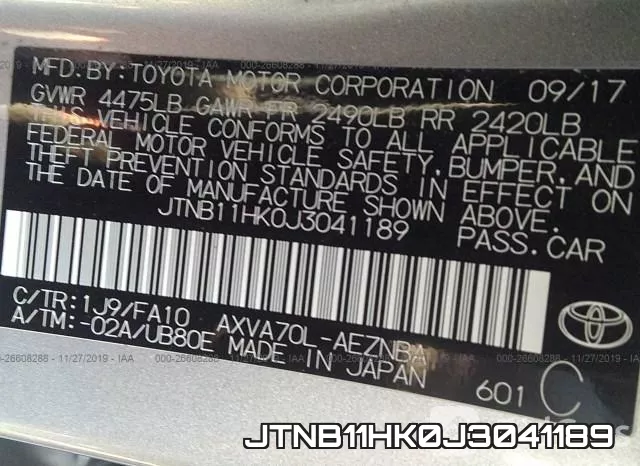 JTNB11HK0J3041189 фото 10