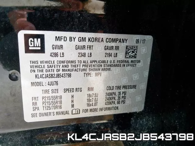 KL4CJASB2JB543798 фото 2