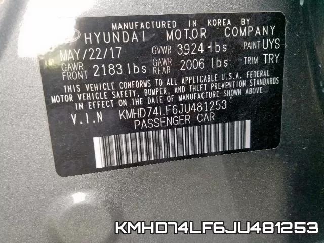 KMHD74LF6JU481253 фото 2