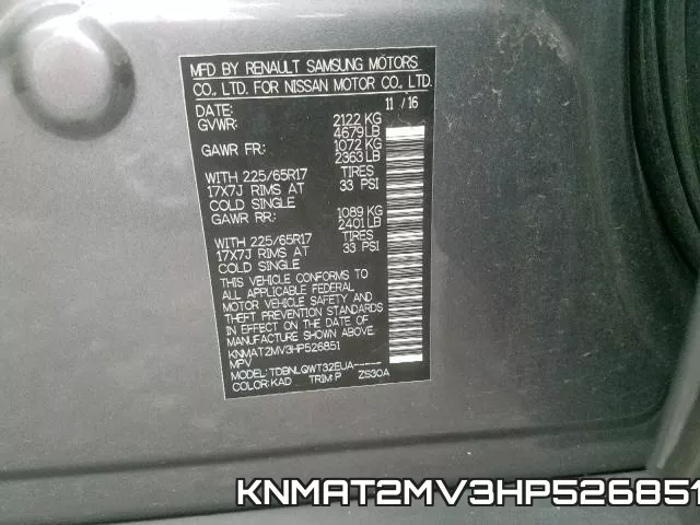 KNMAT2MV3HP526851 фото 2