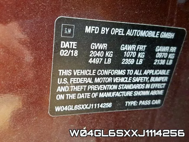 W04GL6SXXJ1114256 фото 2