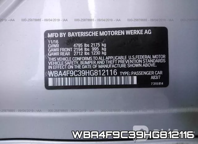 WBA4F9C39HG812116 фото 10