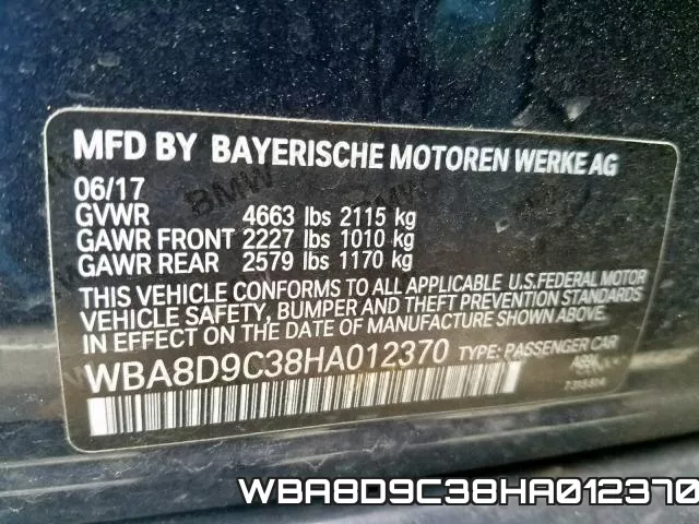 WBA8D9C38HA012370 фото 2