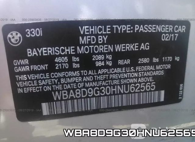 WBA8D9G30HNU62565 фото 10