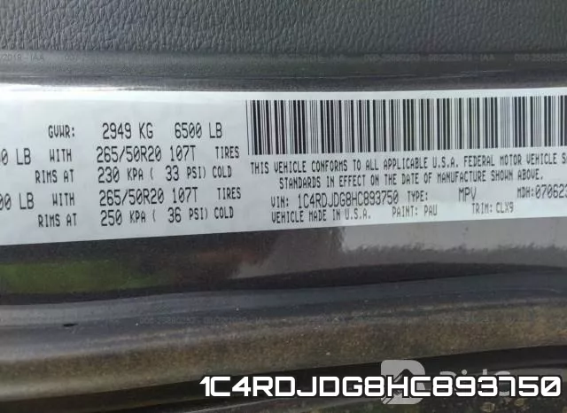 1C4RDJDG8HC893750 фото 10
