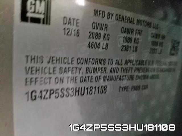 1G4ZP5SS3HU181108 фото 2