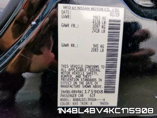 1N4BL4BV4KC175908 фото 2