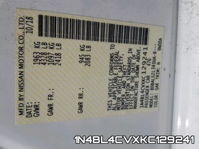 1N4BL4CVXKC129241 фото 2
