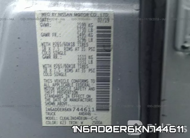 1N6AD0ER6KN744611 фото 10