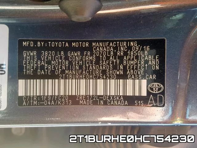 2T1BURHE0HC754230 фото 2
