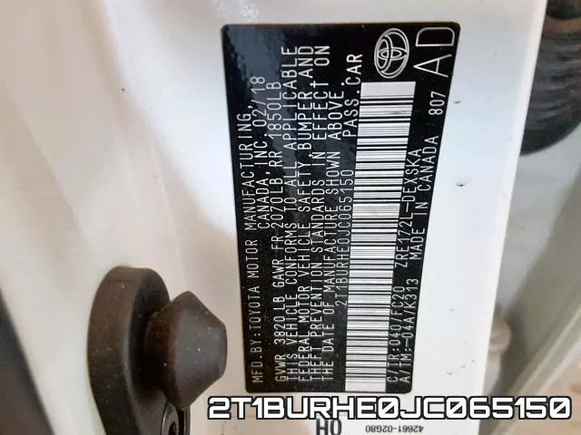2T1BURHE0JC065150 фото 2