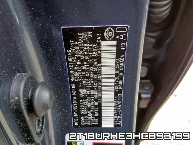 2T1BURHE3HC893199 фото 2