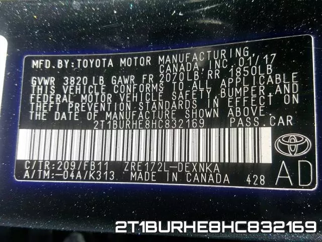 2T1BURHE8HC832169 фото 2