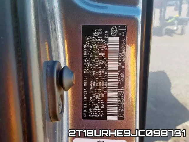 2T1BURHE9JC098731 фото 2