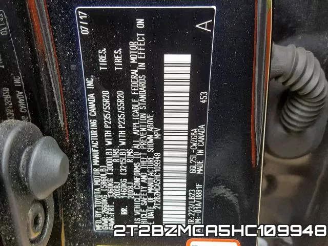 2T2BZMCA5HC109948 фото 2