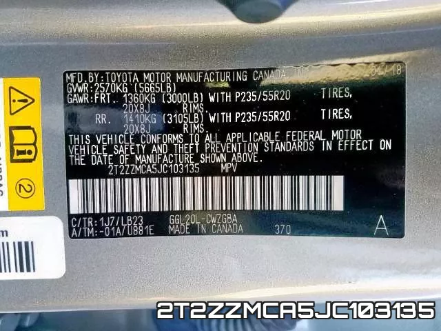 2T2ZZMCA5JC103135 фото 2