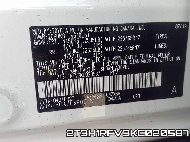 2T3H1RFV3KC020587 фото 2