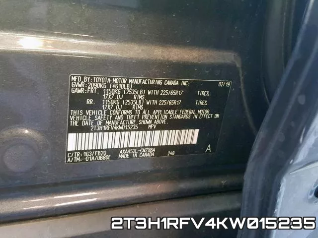 2T3H1RFV4KW015235 фото 2