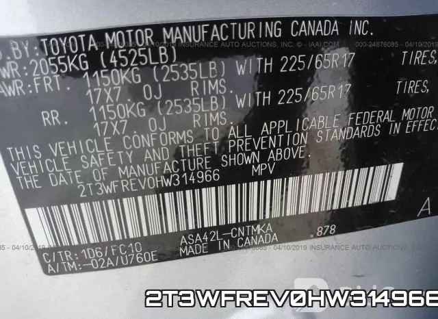 2T3WFREV0HW314966 фото 10