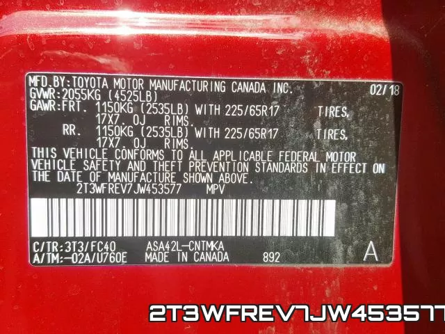 2T3WFREV7JW453577 фото 2