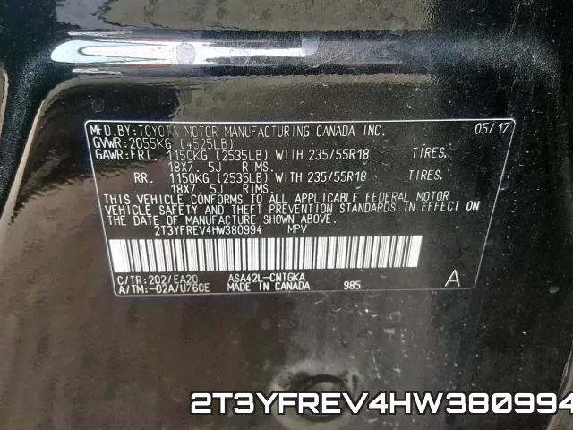 2T3YFREV4HW380994 фото 2