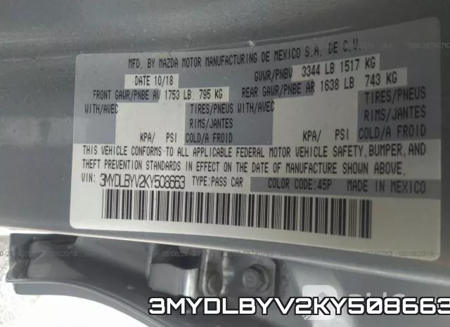3MYDLBYV2KY508663 фото 10