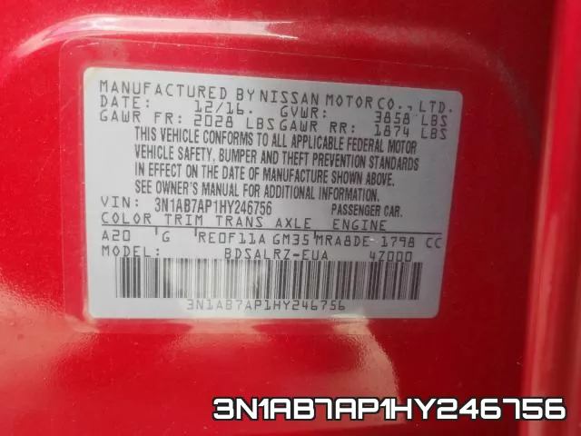 3N1AB7AP1HY246756 фото 2