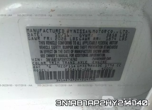 3N1AB7AP2HY214740 фото 10