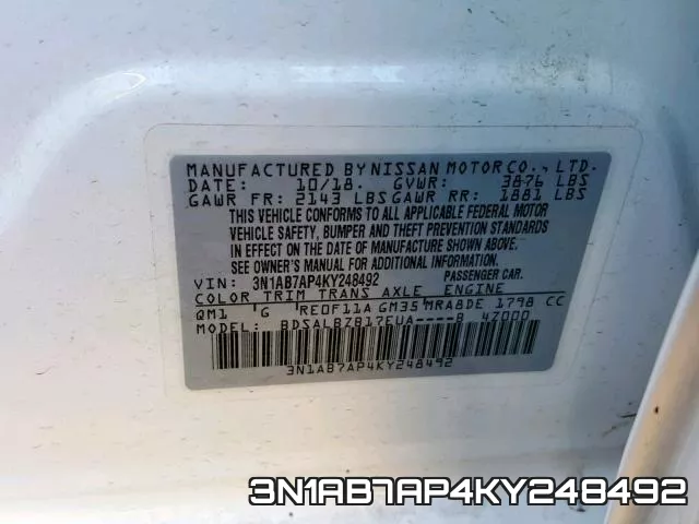3N1AB7AP4KY248492 фото 2