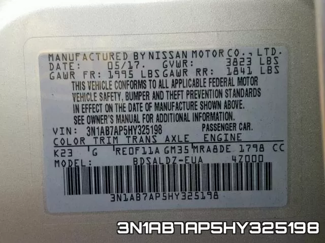 3N1AB7AP5HY325198 фото 2