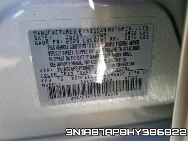 3N1AB7AP8HY386822 фото 2