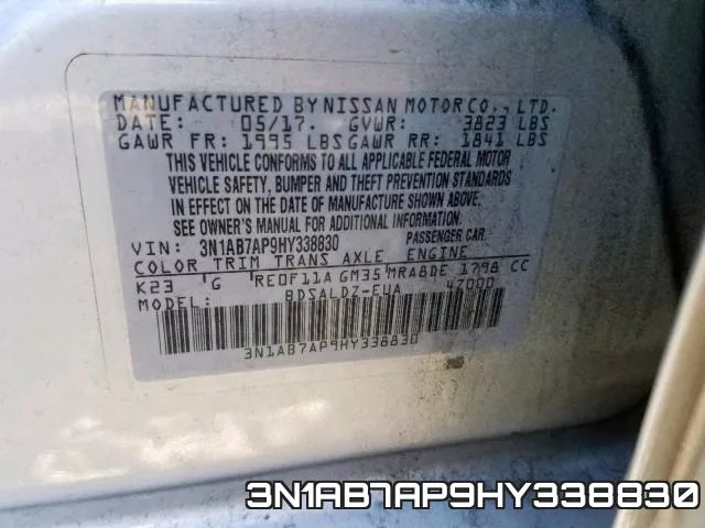 3N1AB7AP9HY338830 фото 2