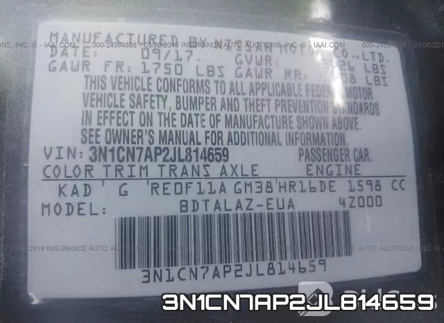 3N1CN7AP2JL814659 фото 10