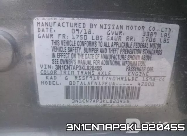 3N1CN7AP3KL820455 фото 10