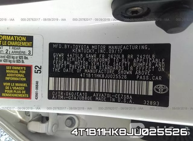 4T1B11HK8JU025526 фото 10