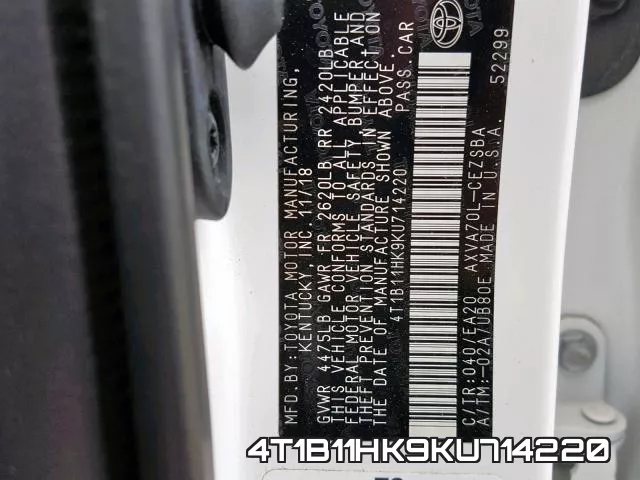 4T1B11HK9KU714220 фото 2