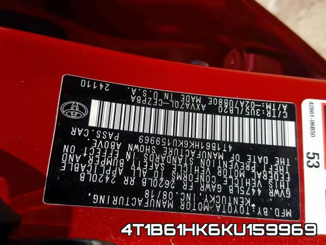 4T1B61HK6KU159969 фото 2