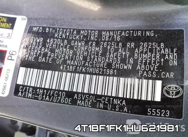 4T1BF1FK1HU621981 фото 10