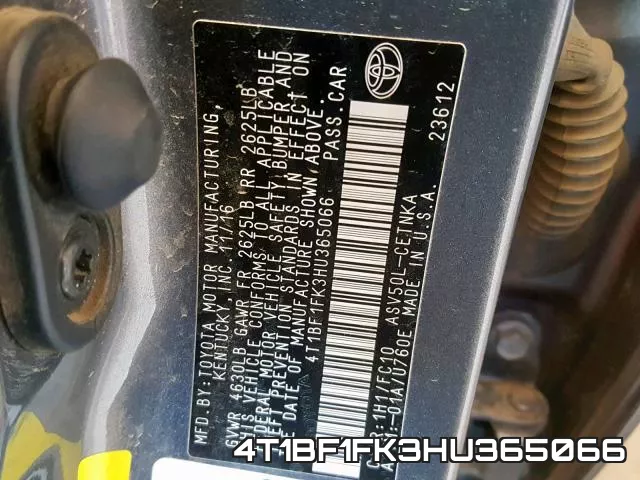 4T1BF1FK3HU365066 фото 2