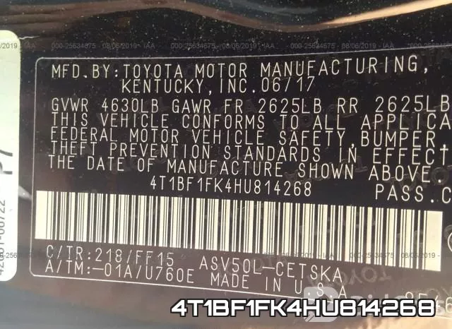 4T1BF1FK4HU814268 фото 10