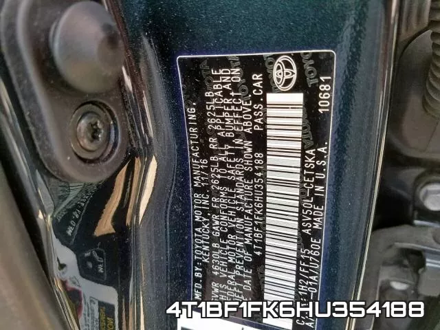 4T1BF1FK6HU354188 фото 2