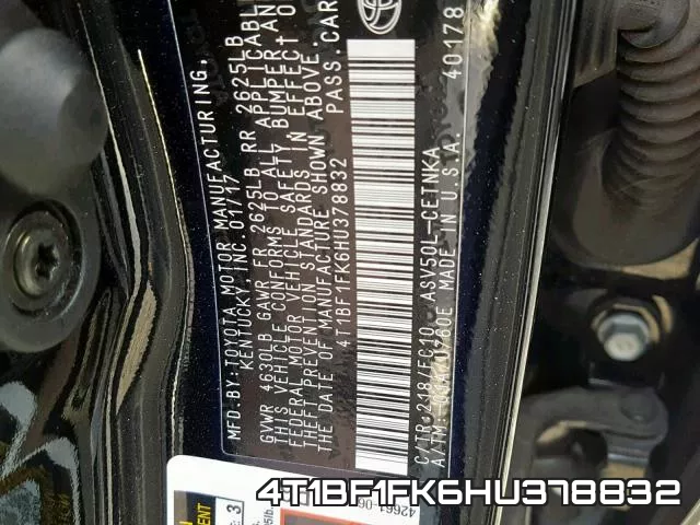 4T1BF1FK6HU378832 фото 2