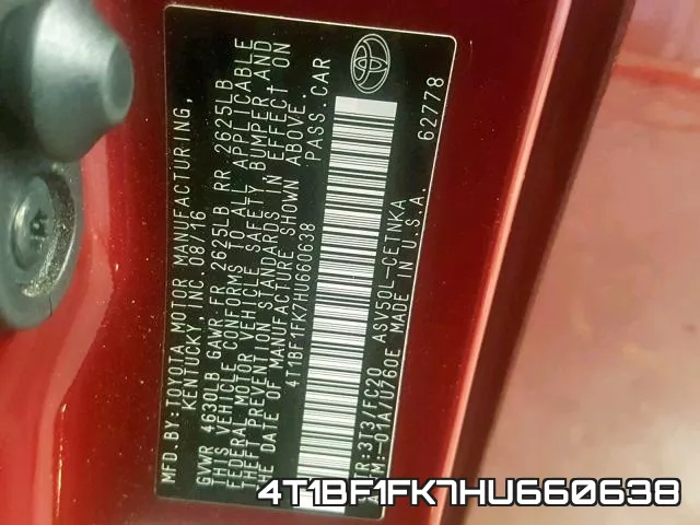 4T1BF1FK7HU660638 фото 2