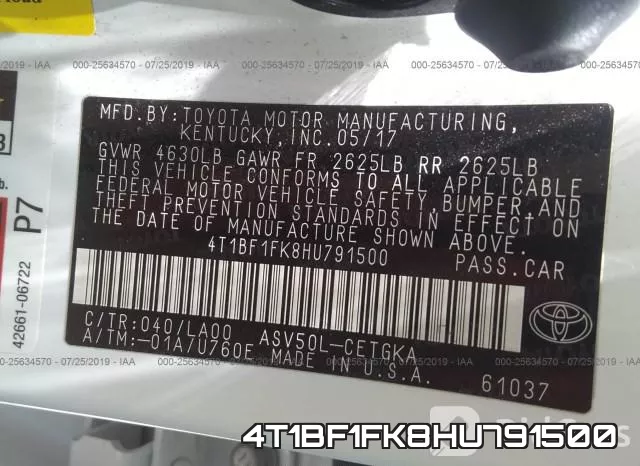4T1BF1FK8HU791500 фото 10